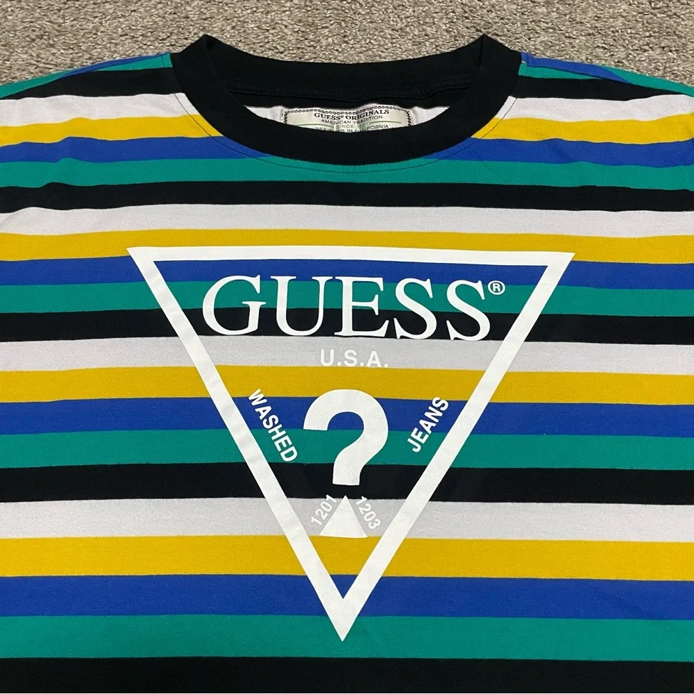 Men’s Guess Vintage Style Striped Tee Size L - Picture 2 of 6